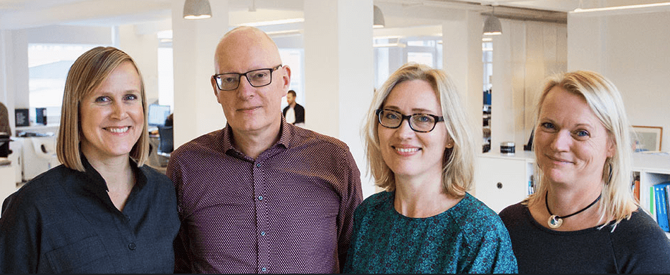 Fra venstre: Sine Juul Praastrup, adm. direktør i KPF, Bo Jeppesen, Site, Jette Johansen, Site og direktør Bitten Munk Warmdahl, KPF.