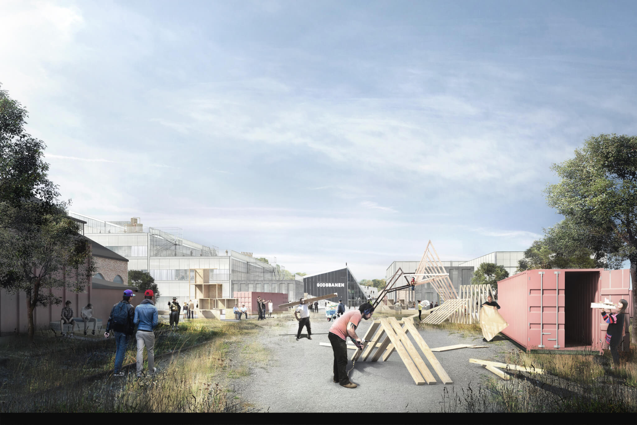 Estate Media - Den nye arkitektskole i Aarhus skal stå klar til 600 studerende ved Godsbanen i efteråret 2020. Illustration: Vargo Nielsen Palle og Adept