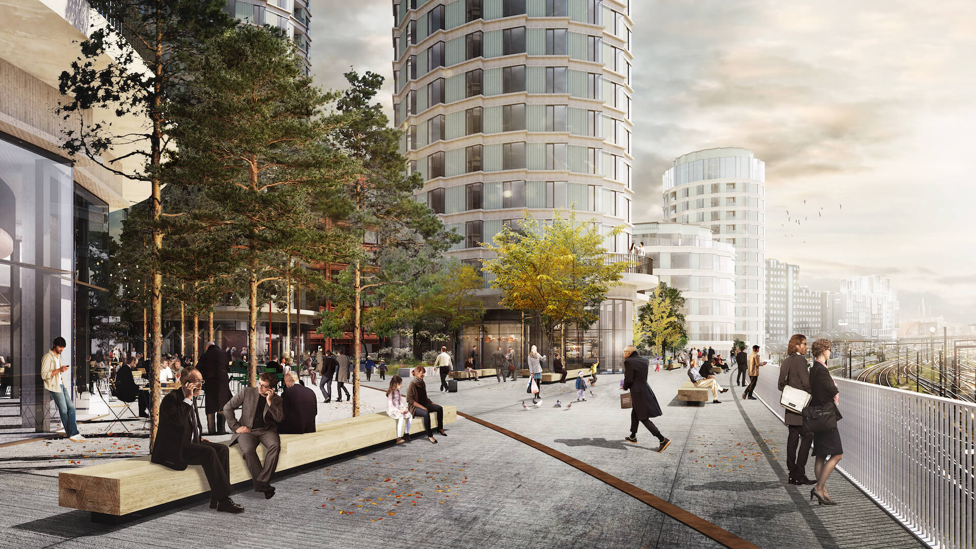 KPC og Danica forventer, at KPC kan gå i gang med funderingsarbejdet ultimo 2020, og at hele projektet på Postgrunden står færdigt i 2024. Illustration: Lundgaard & Tranberg Arkitekter