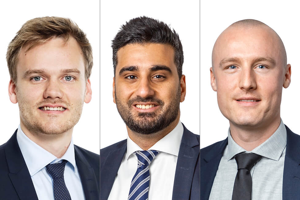 Fra venstre: Emil Helmsøe-Zinck, Muhamed Jamil Eid og Rune Vølund. Foto: Colliers