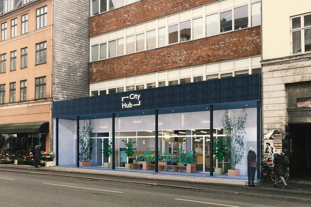 Cityhubs hotel kommer til at ligge i tidligere madmarked Westmarket på Vesterbrogade på Vesterbro. Illustration: Cityhub
