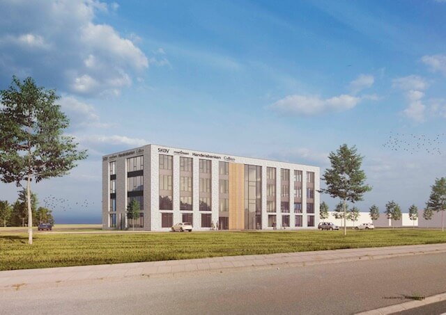 Det kommende domicil på Dandyvej i Vejle Nord, hvor blandt andet Colliers fra 2021 lejer sig ind