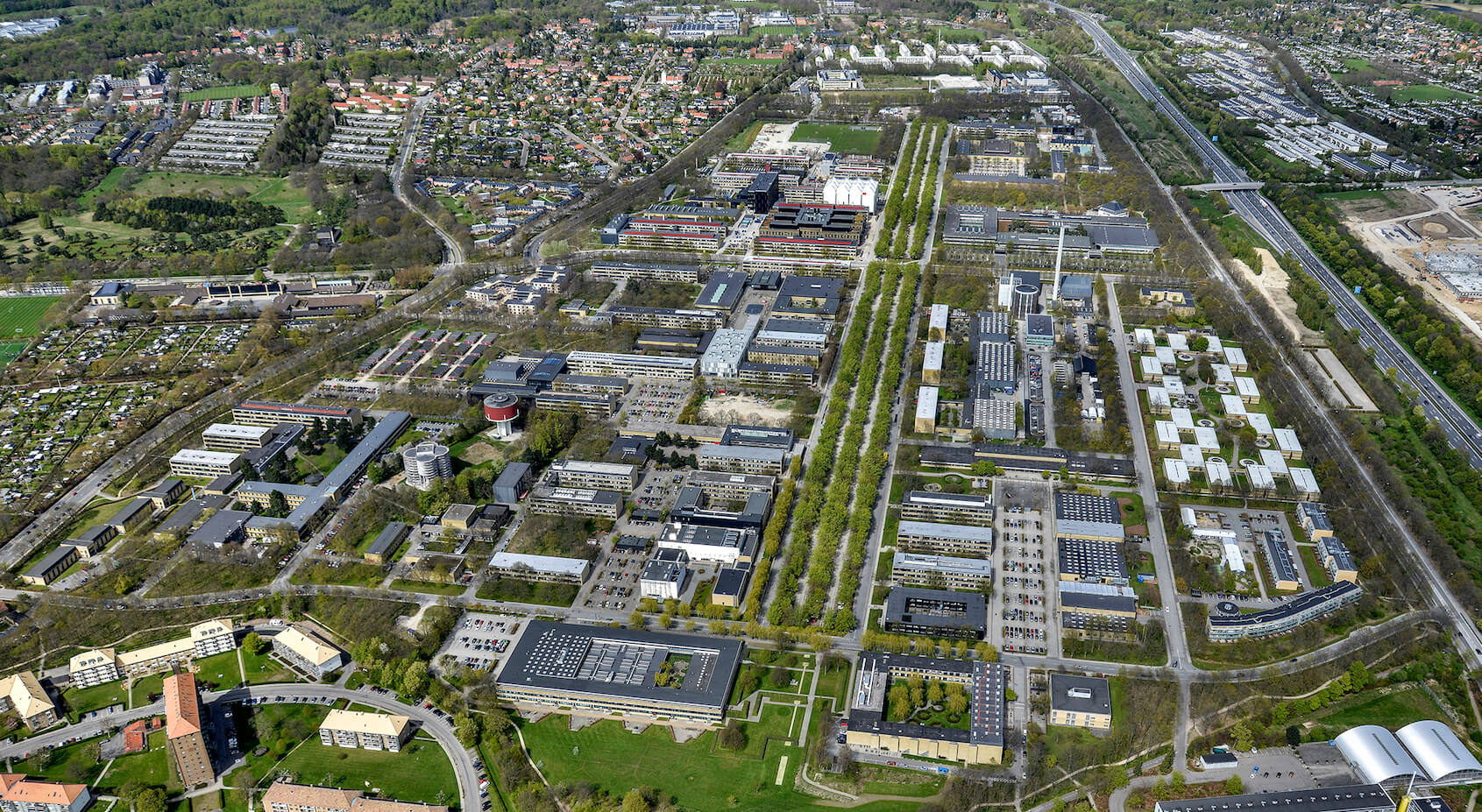 DTU’s campus i Lyngby. Foto: Dragør Luftfoto