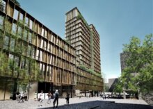 Basecamp Student Real Estates studieboligprojekt i Aarhus fordelt på 17 etager. Illustration: Lars Gitz Architects