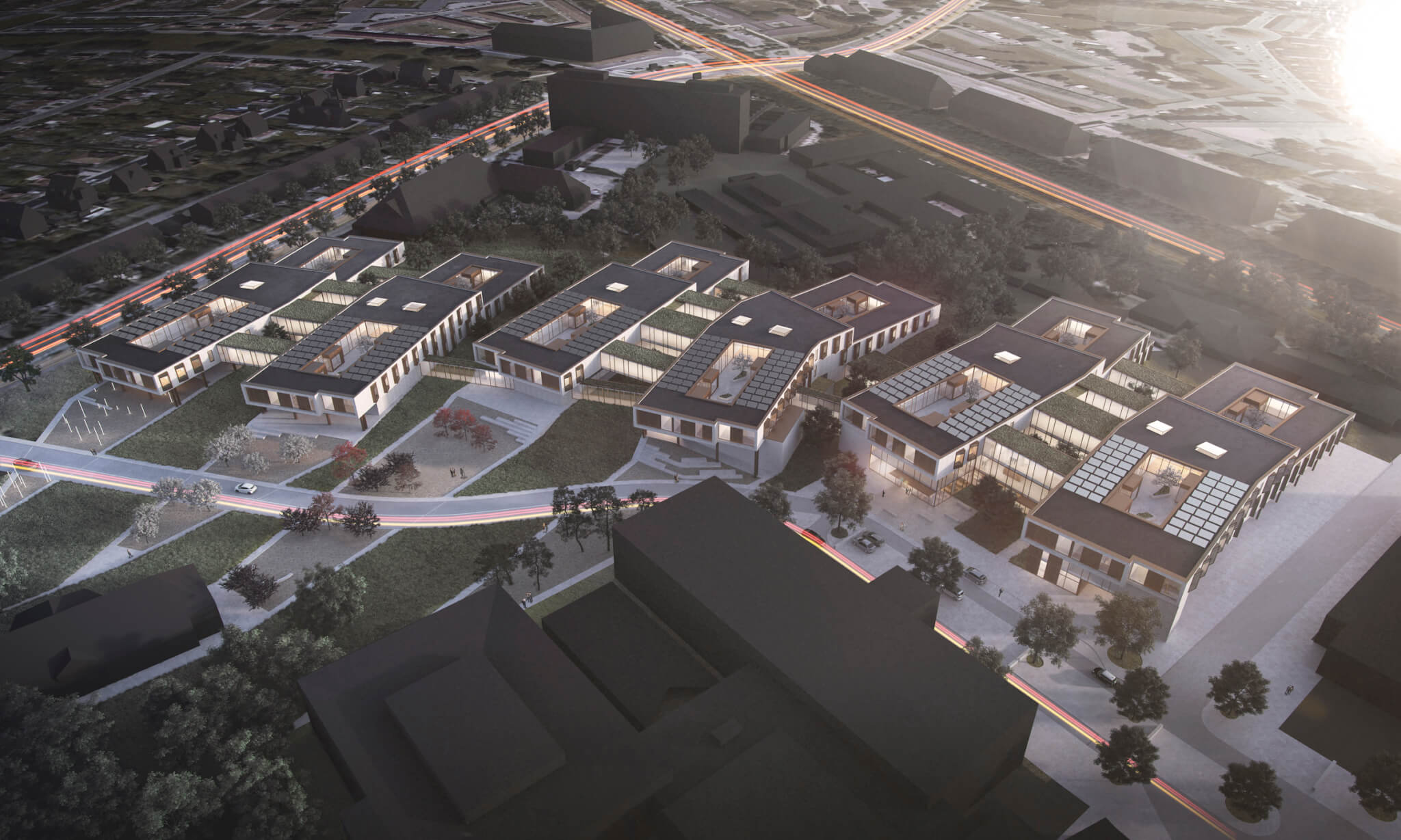 Fuld færdigt vil Ny Psykiatri Bispebjerg fra 2024 samle psykiatriske behandlingsafsnit, der i dag er spredt på Bispebjerg, Frederiksberg, Gentofte og Rigshospitalet. Illustration: PLH Arkitekter og Friis & Moltke