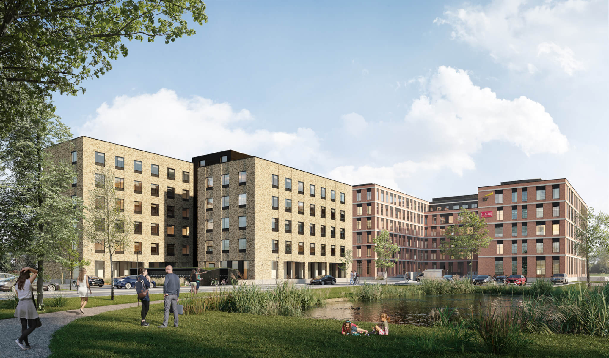 PFA har købt to grunde i erhvervsområdet Cortex Park i Odense, hvor pensionsselskabet frem mod 2022 bygger to ejendomme på henholdsvis 11.500 kvm og 5.500 kvm med flerbrugerkontore. Illustration: PFA