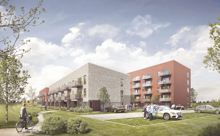 Kejserhaven med 106 lejligheder i Hillerød. Illustration: Skanska