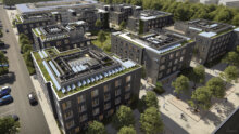 Studieboligprojektet med478 bæredygtige ungdomsboliger i Lyngby. Illustration: Tegnestuen Vandkunsten