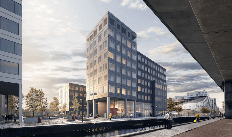 Flerbrugerhuset ’Nest45' på Ørestads Boulevard i Ørestad. Illustration: Holscher Nordberg Architects