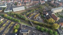 Holmsminde-del af den 30.000 kvm store grund centralt i Kolding. Foto: Kolding Kommune
