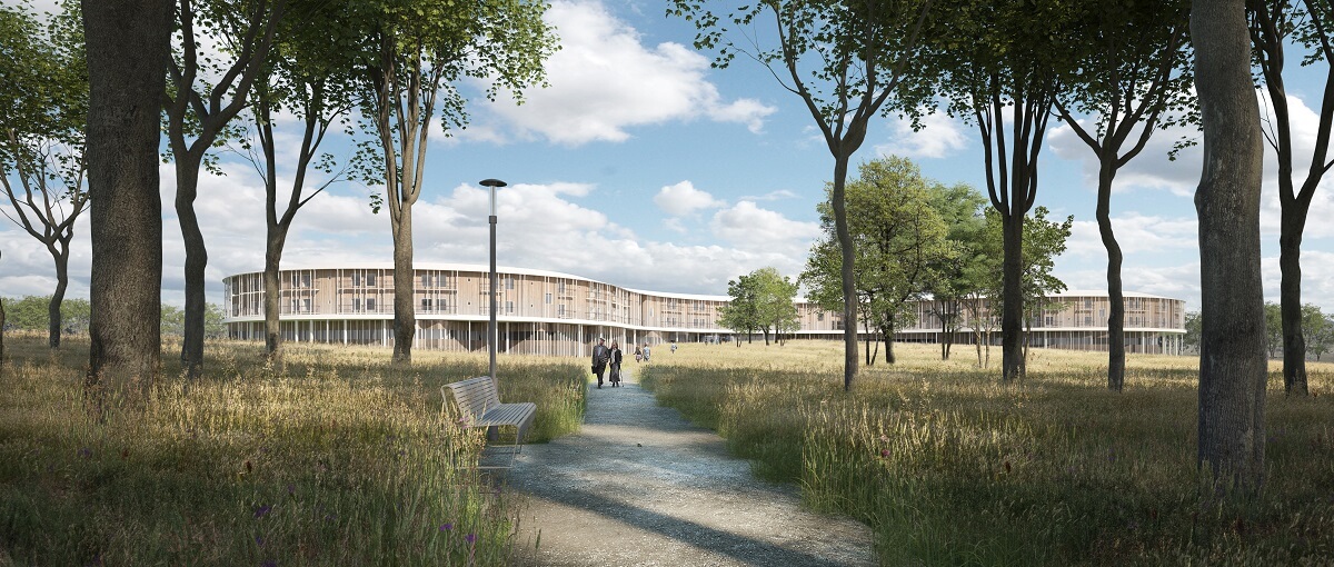 Nyt Hospital Nordsjælland. Illustration: Herzog & de Meuron og Vilhelm Lauritzen Arkitekter